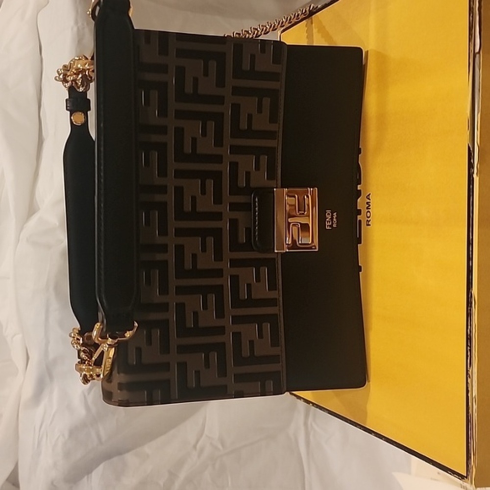 Fendi Black and Brown Logo Shoulder Bag